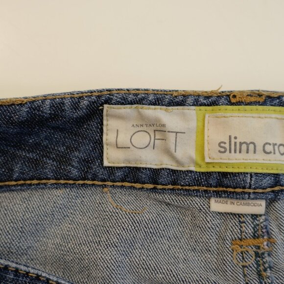 Ann Taylor Loft Slim Cropped Blue Denim Capri Mid Rise Jeans -10- 34 / 21 - Picture 5 of 7